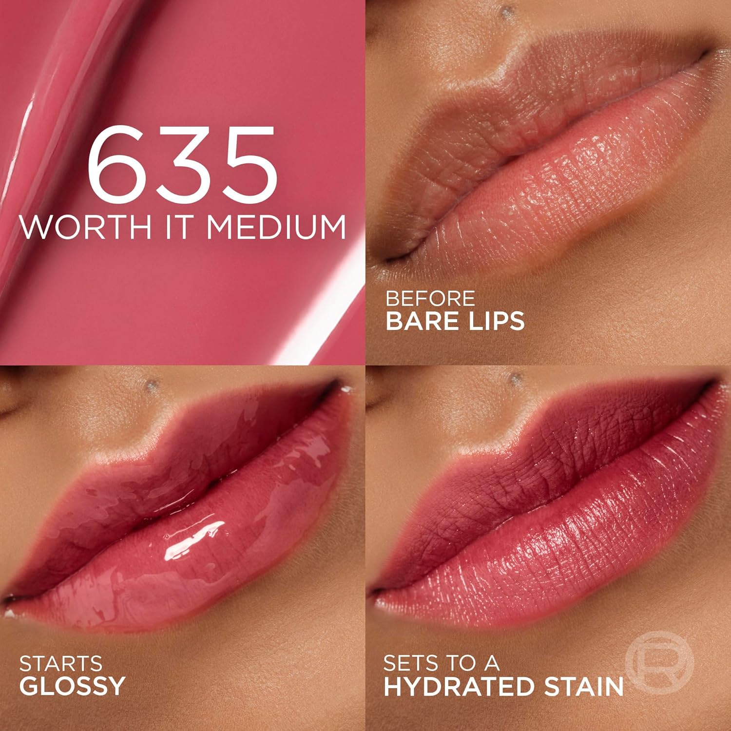 TINTA LIP STAIN SERUM HYALURON 635 WORTH IT MEDIUM - LOREAL - Adrissa Beauty - Maquillaje