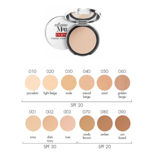 BASE EN POLVO EXTREME MATT POWDER 040 SPF20 - PUPA MILANO - Adrissa Beauty - Maquillaje