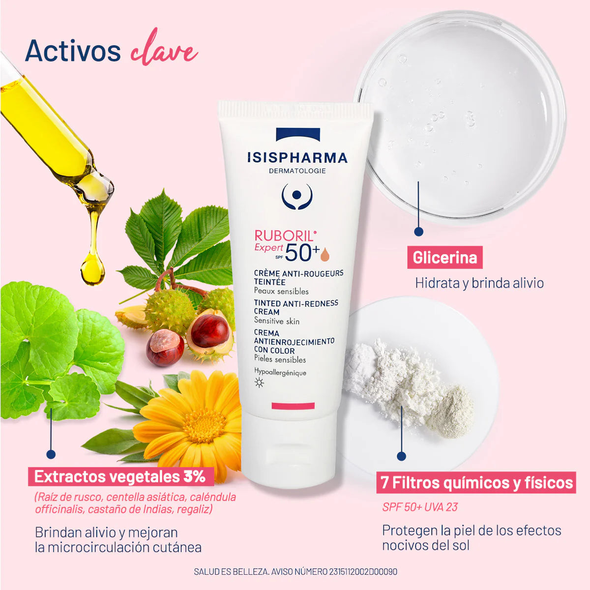 CREMA ANTIENROJECIMIENTO RUBORIL EXPERT C/COLOR SPF50 40ML - ISISPHARMA - Adrissa Beauty - Cuidado de la piel
