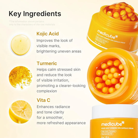 CREMA CAPSULAS KOJIC ACID TURMERIC NIACINAMIDE 5 53GR - MEDICUBE - Adrissa Beauty - Cuidado de la piel