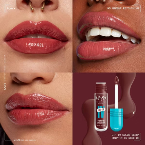 GLOSS SERUM HYDRATING LIP IV 08 DRIPPIN IN ROSE - NYX - Adrissa Beauty - Maquillaje