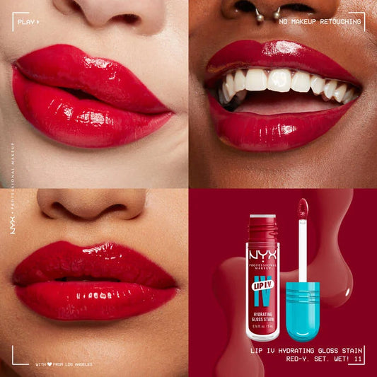 GLOSS SERUM HYDRATING LIP IV 11 RED Y SET WET - NYX - Adrissa Beauty - Maquillaje