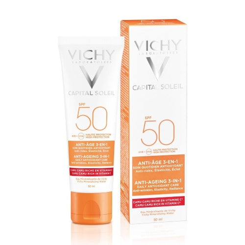 PROTECTOR SOLAR CAPITAL SOLEIL ANTIEDAD SPF50 50ML - VICHY - Adrissa Beauty - Cuidado de la piel