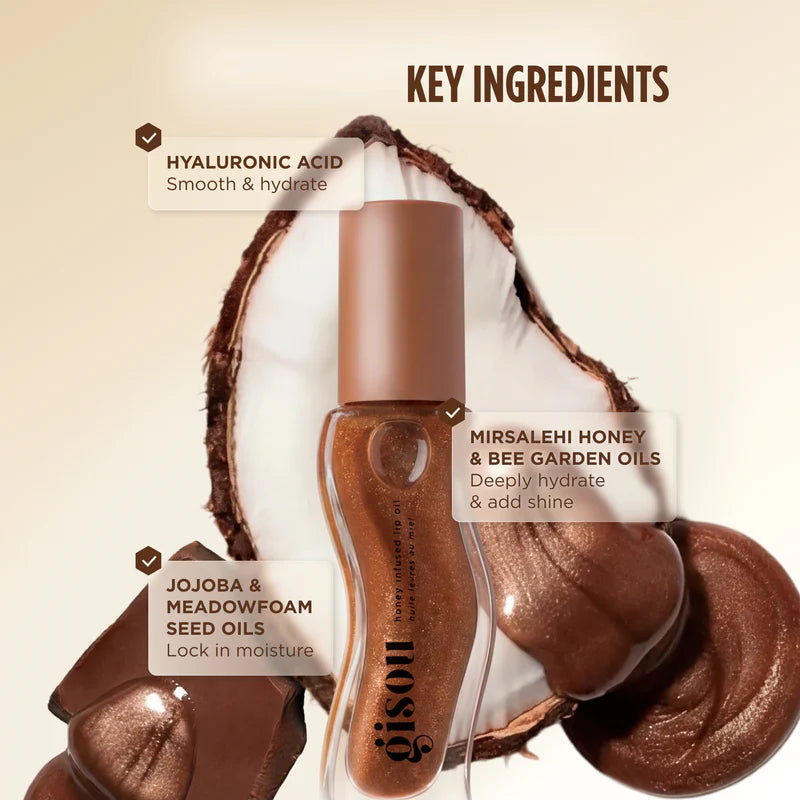 LABIAL HONEY INFUSED LIP OIL COCO CACAO - GISOU - Adrissa Beauty - Maquillaje de labios