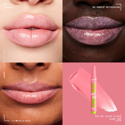 LABIAL FAT OIL SLICK CLICK 02 CLOUT - NYX - Adrissa Beauty - Maquillaje