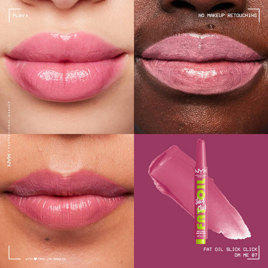 LABIAL FAT OIL SLICK CLICK 07 DM ME - NYX - Adrissa Beauty - Maquillaje