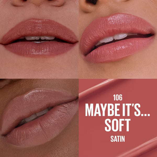 LABIAL SERUM HIDRATANTE SATINADO 106 MAYBE ITS SOFT - MAYBELLINE - Adrissa Beauty - Maquillaje