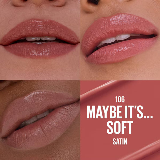 LABIAL SERUM HIDRATANTE SATINADO 106 MAYBE ITS SOFT - MAYBELLINE - Adrissa Beauty - Maquillaje