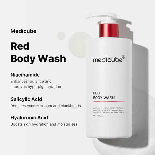LIMPIADOR CORPORAL RED ACNE AHA NIACINAMIDE 400GR - MEDICUBE - Adrissa Beauty - Cuidado de la piel