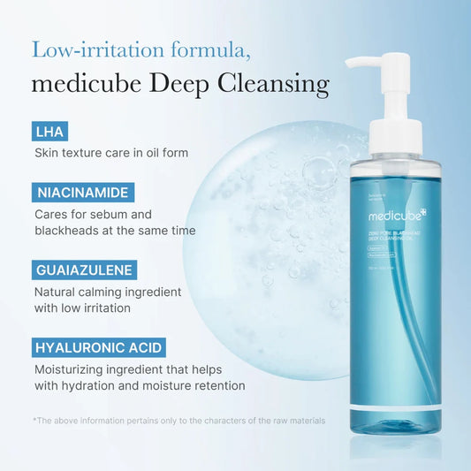 LIMPIADOR ZERO PORE BLACKHEAD OIL 205ML - MEDICUBE - Adrissa Beauty - Cuidado de la piel
