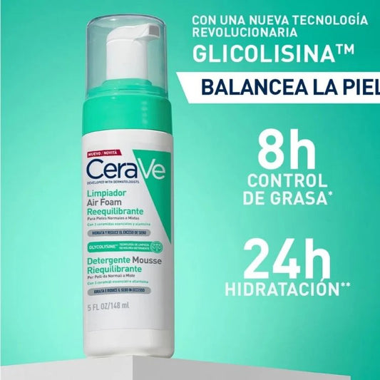 LIMPIADOR FACIAL AIR FOAM REEQUILIBRANTE 148ML - CERAVE - Adrissa Beauty - Cuidado de la piel