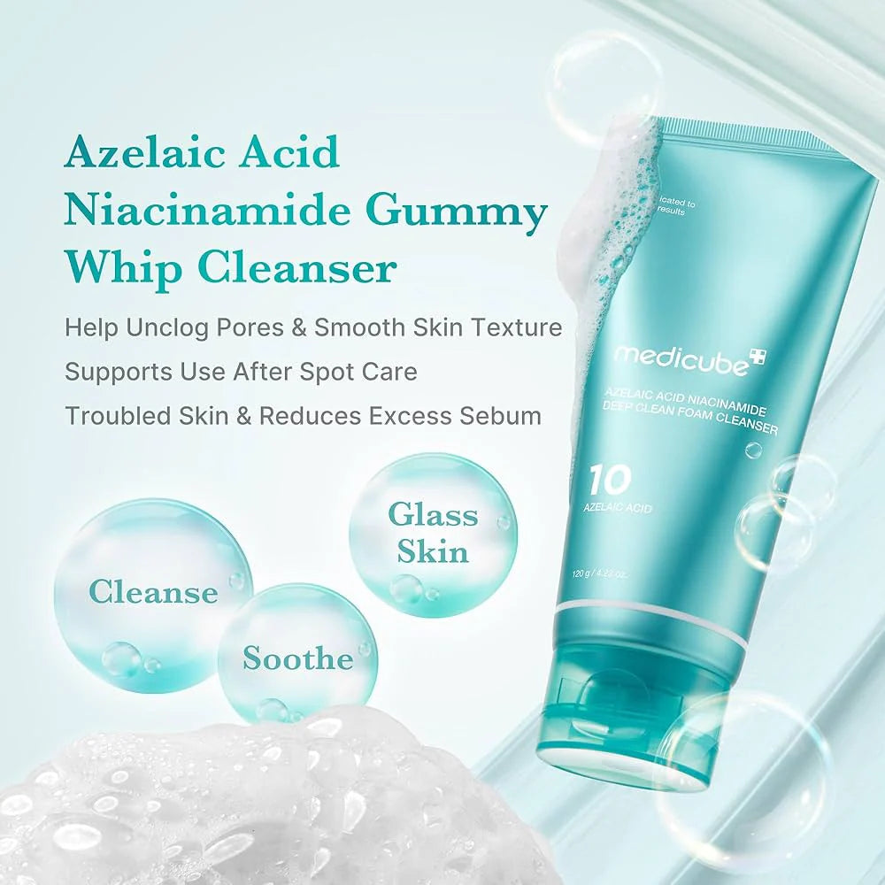 LIMPIADOR FOAM AZELAIC ACID 10 NIACINAMIDE 120GR - MEDICUBE - Adrissa Beauty - Cuidado de la piel
