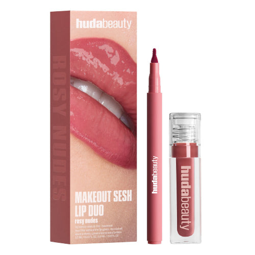 LIP DUO MAKEOUT SESH ROSY NUDES - HUDA BEAUTY - Adrissa Beauty - Maquillaje
