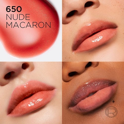 LIP OIL PLUMP AMBITION 650 NUDE MACARON - LOREAL - Adrissa Beauty - Maquillaje