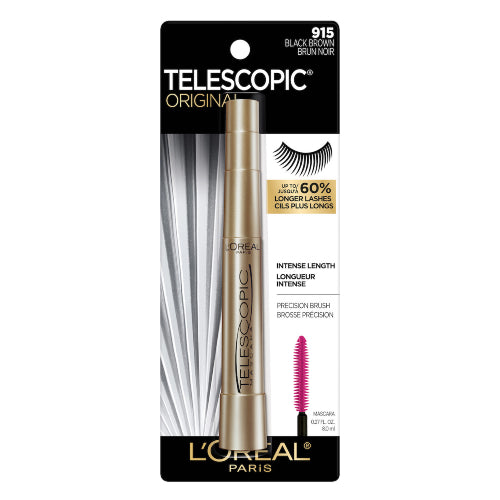 MASCARA TELESCOPIC BLACK BROWN - LOREAL - Adrissa Beauty - Maquillaje