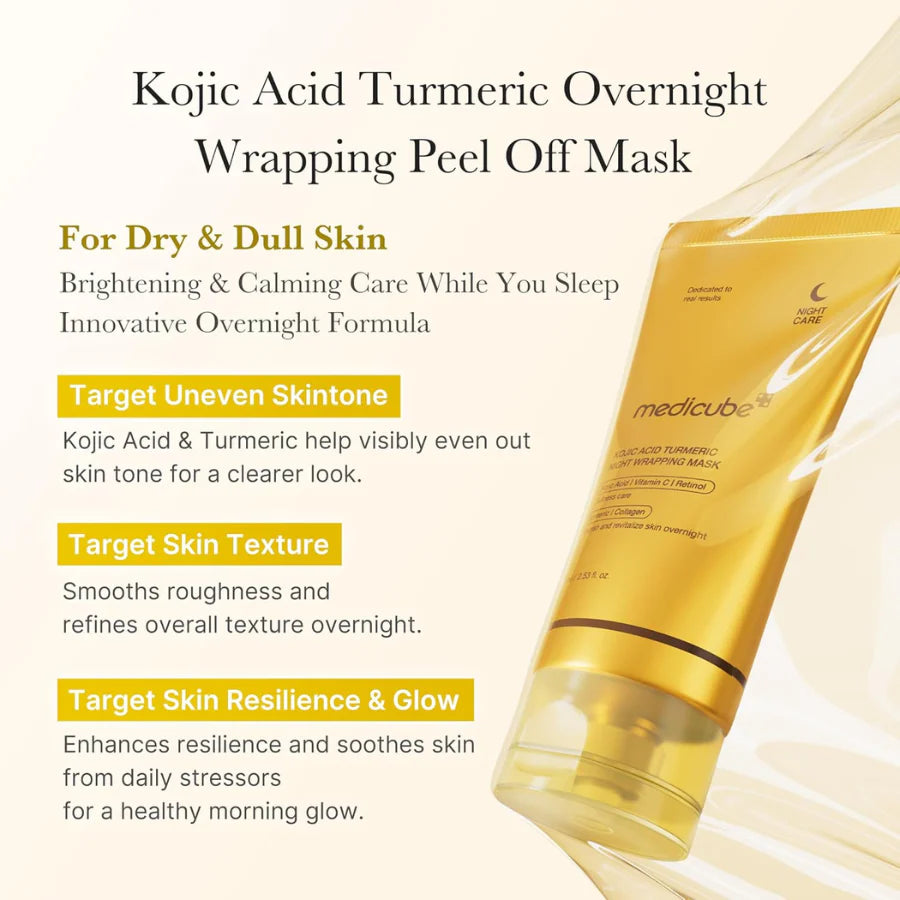 MASCARILLA KOJIC ACID TURMERIC NIGHT WRAPPING 75ML - MEDICUBE - Adrissa Beauty - Cuidado de la piel