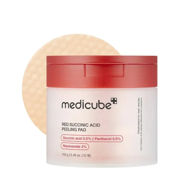 PADS PEELING RED SUCCINIC ACID NIACINAMIDE 70U - MEDICUBE - Adrissa Beauty - Cuidado de la piel