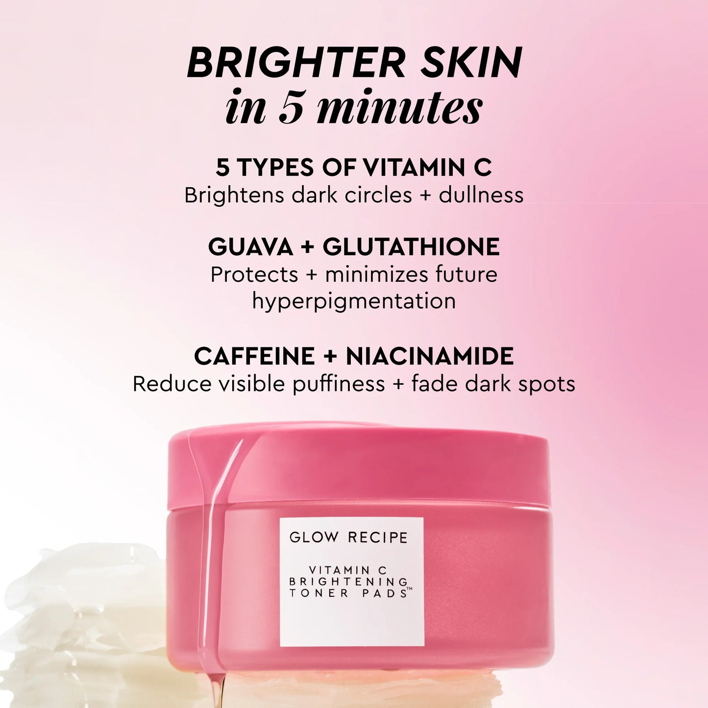 PADS VITAMIN C BRIGHTENING TONER 60UNDS - GLOW RECIPE - Adrissa Beauty - Cuidado de la piel