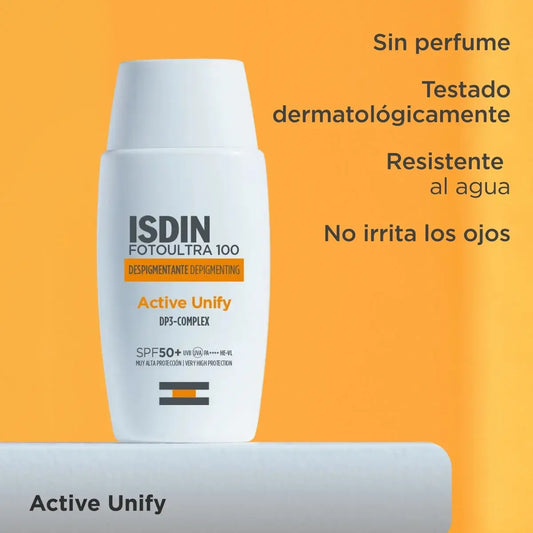 PROTECTOR SOLAR FOTOULTRA 100 ACTIVE UNIFY SPF50 50ML - ISDIN - Adrissa Beauty - Cuidado de la piel