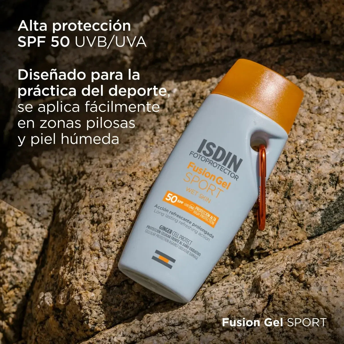 PROTECTOR SOLAR FUSION GEL SPORT CORPORAL SPF50 100ML - ISDIN - Adrissa Beauty - Cuidado de la piel