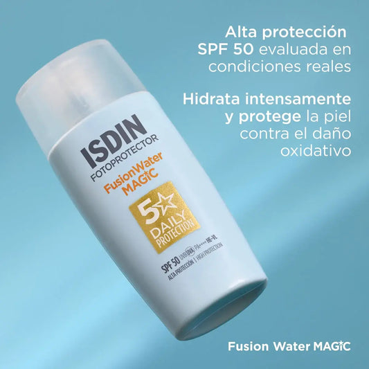PROTECTOR SOLAR FUSION WATER MAGIC OIL CONTROL SPF50 50ML - ISDIN - Adrissa Beauty - Cuidado de la piel