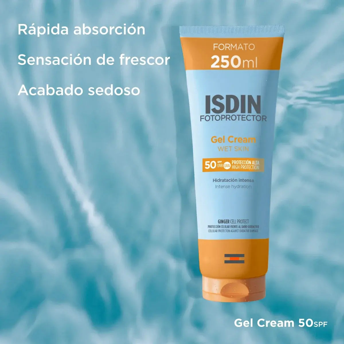 PROTECTOR SOLAR GEL CREAM WET SKIN HIDRATACION SPF50 250ML - ISDIN - Adrissa Beauty - Cuidado de la piel