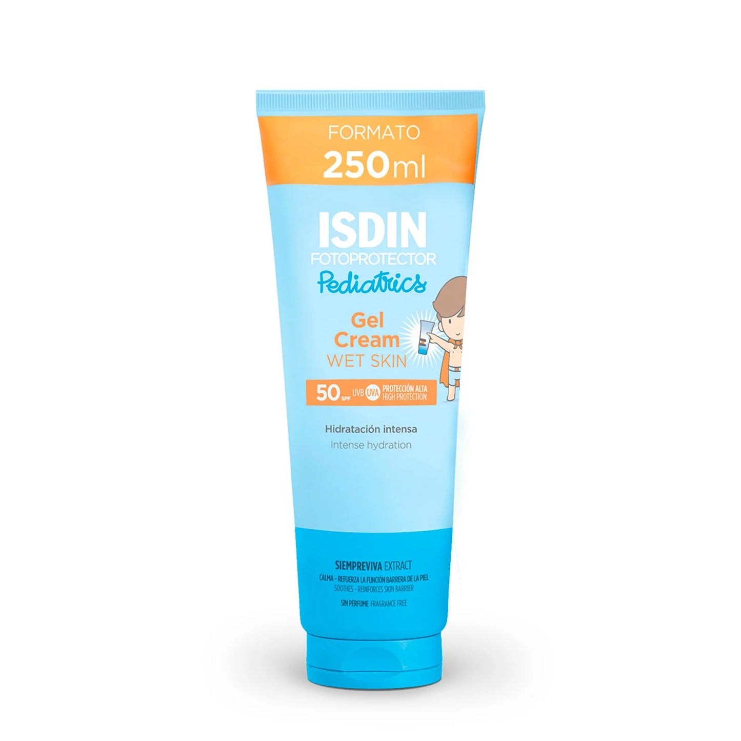 PROTECTOR SOLAR PEDIATRIC GEL CREAM WET SKIN HIDRATACION SPF50 250ML - ISDIN - Adrissa Beauty - Cuidado de la piel