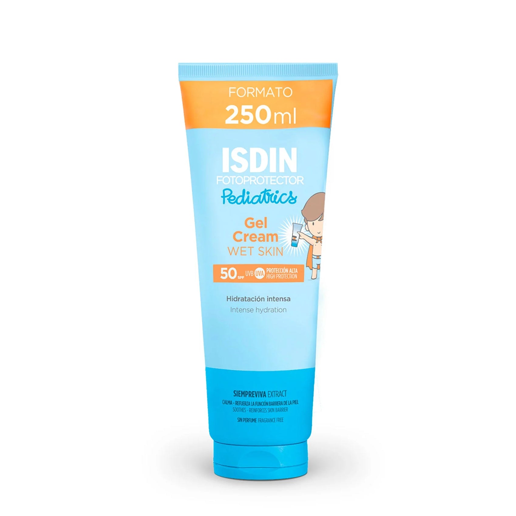 PROTECTOR SOLAR PEDIATRIC GEL CREAM WET SKIN HIDRATACION SPF50 250ML - ISDIN - Adrissa Beauty - Cuidado de la piel