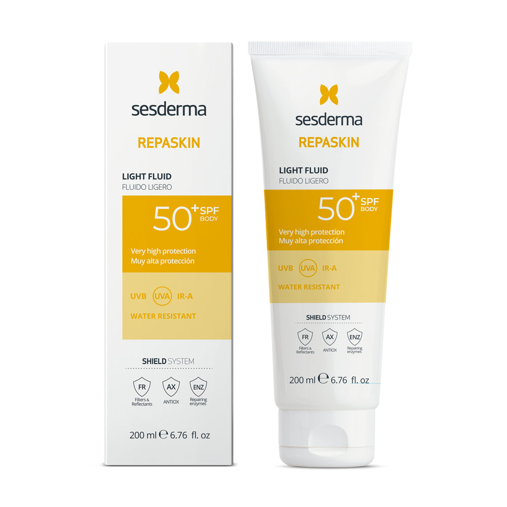 PROTECTOR SOLAR REPASKIN LIGHT FLUID CORPORAL SPF50 200ML - SESDERMA - Adrissa Beauty - Cuidado de la piel