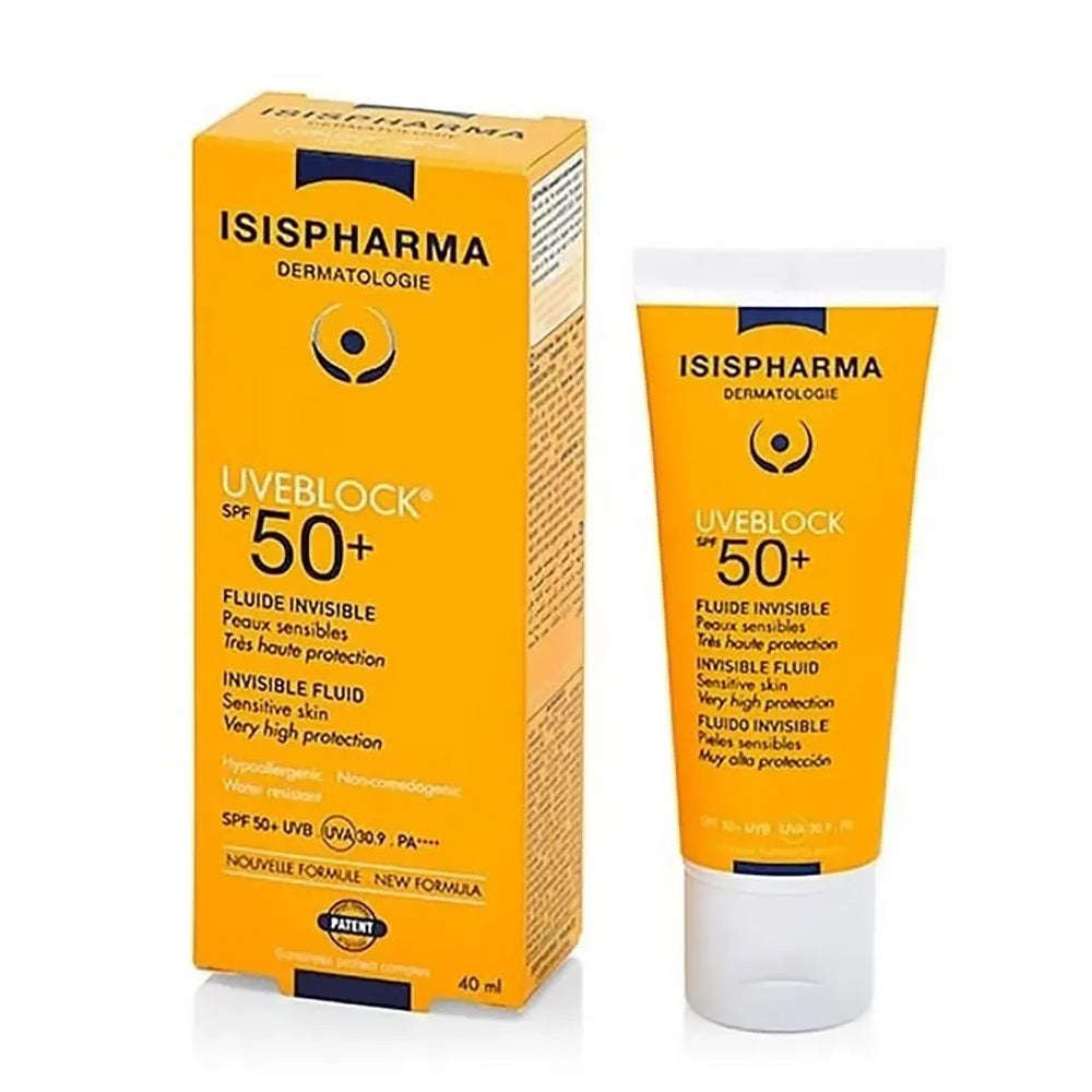 PROTECTOR SOLAR UVEBLOCK FLUIDO MEDIUM SPF50 40ML - ISISPHARMA - Adrissa Beauty - Cuidado de la piel