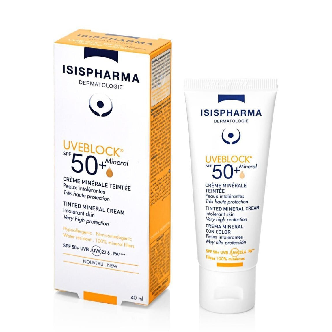 PROTECTOR SOLAR UVEBLOCK MINERAL C/COLOR SPF50 40ML - ISISPHARMA - Adrissa Beauty - Cuidado de la piel