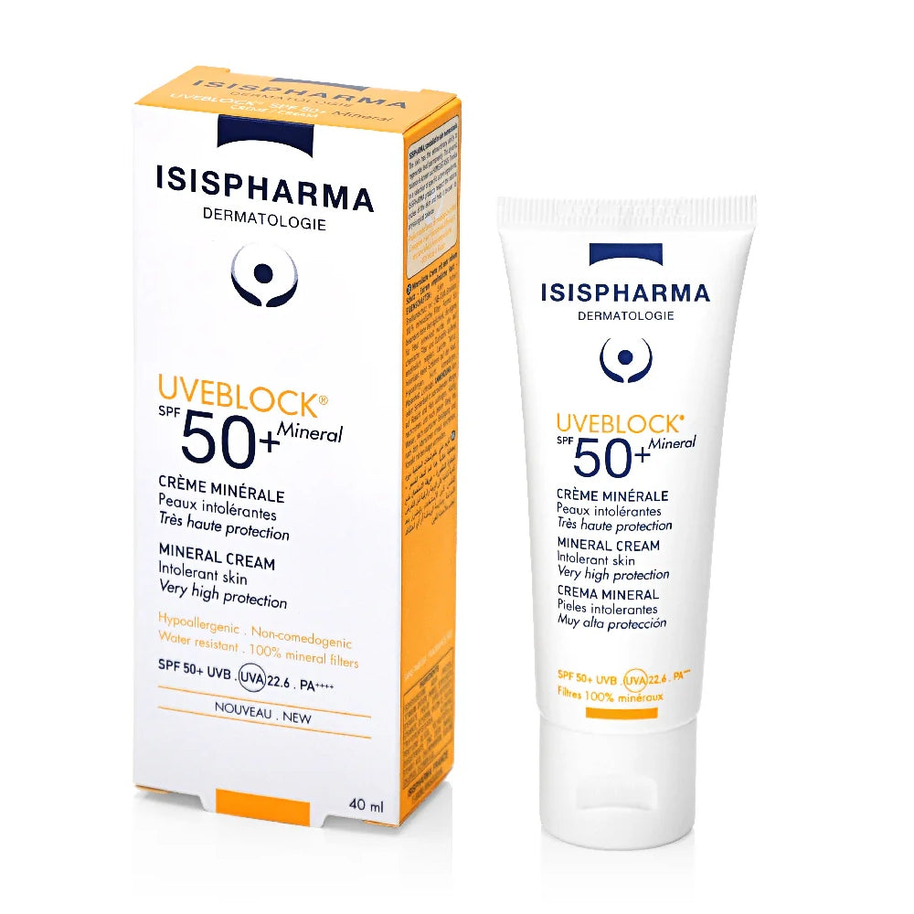 PROTECTOR SOLAR UVEBLOCK MINERAL SPF50 40ML - ISISPHARMA - Adrissa Beauty - Cuidado de la piel