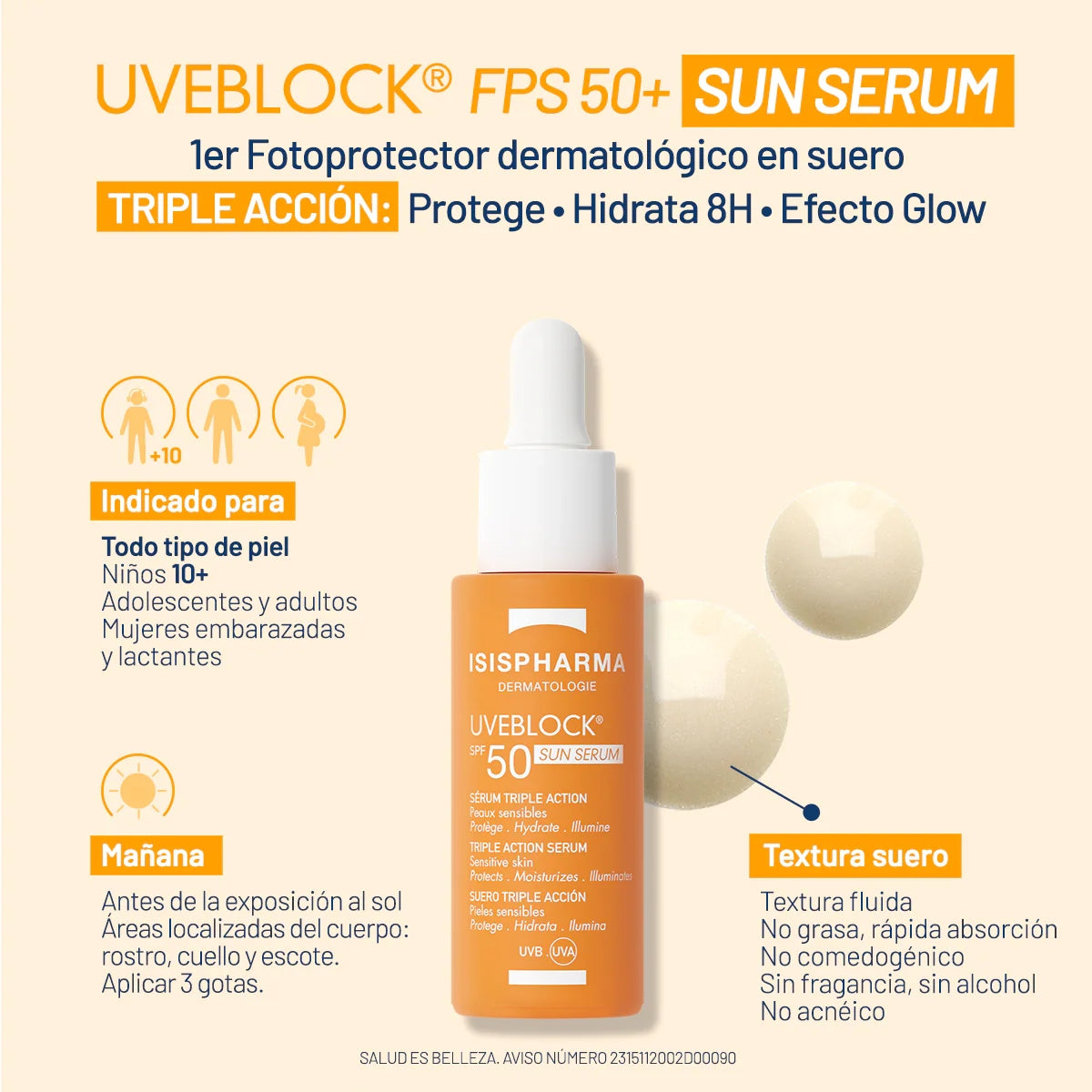 PROTECTOR SOLAR UVEBLOCK SERUM GLOW SPF50 28ML - ISISPHARMA - Adrissa Beauty - Cuidado de la piel