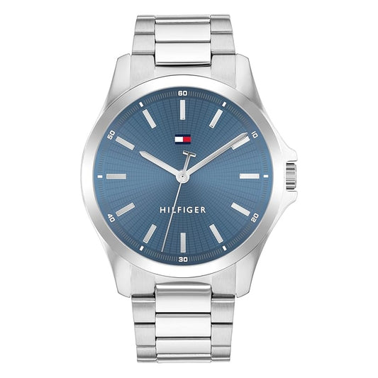 RELOJ CADENA PLATA PANTALLA AZUL - TOMMY HILFIGER - Adrissa Beauty - 