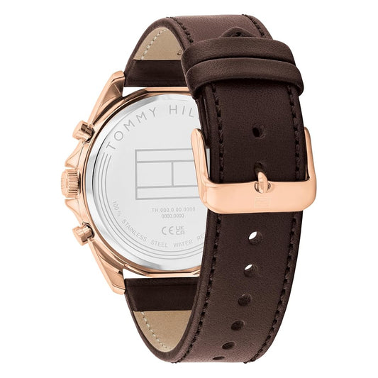 RELOJ CORREA MARRON PANTALLA AZUL - TOMMY HILFIGER - Adrissa Beauty - 