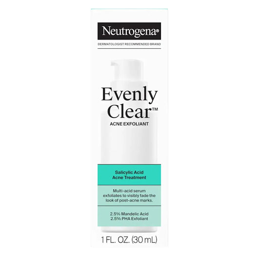 SERUM EXFOLIANTE ACNE EVENLY CLEAR ACIDO SALICILICO 30ML - NEUTROGENA - Adrissa Beauty - Cuidado de la piel