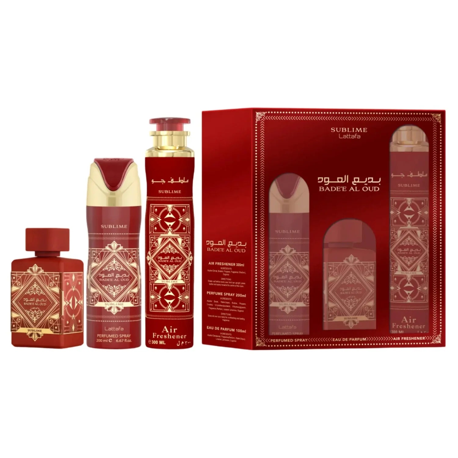SET BADEE AL OUD SUBLIME EDP 3PZAS 100ML U - LATTAFA - Adrissa Beauty - 