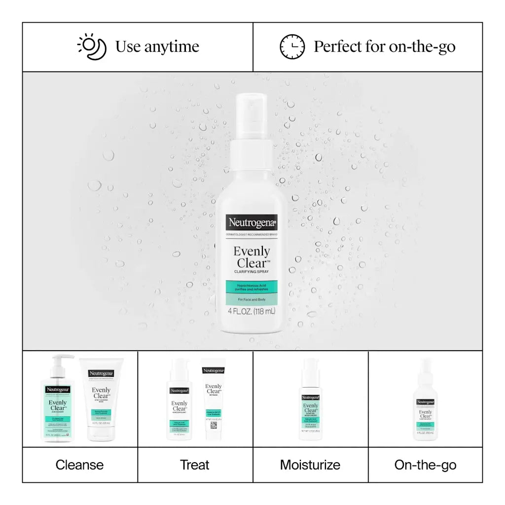 SPRAY DESPIGMENTANTE ACNE EVENLY CLEAR 118ML - NEUTROGENA - Adrissa Beauty - Cuidado de la piel