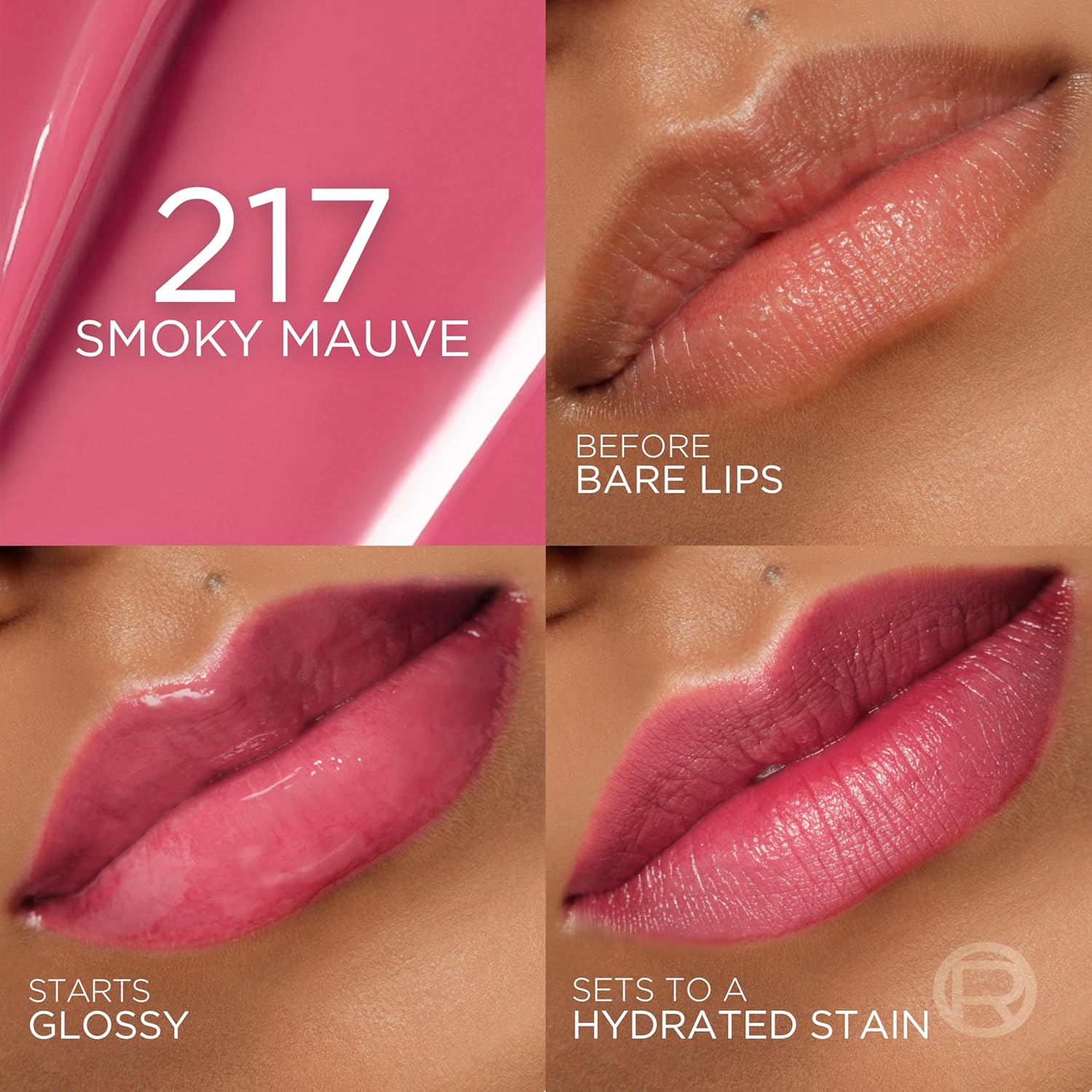 TINTA LIP STAIN SERUM HYALURON 217 SMOKY MAUVE - LOREAL - Adrissa Beauty - Maquillaje