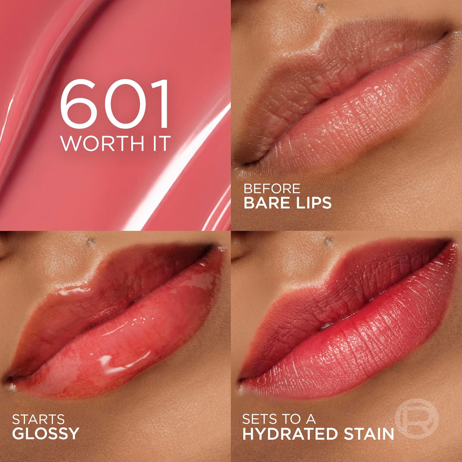 TINTA LIP STAIN SERUM HYALURON 601 WORTH IT - LOREAL - Adrissa Beauty - Maquillaje