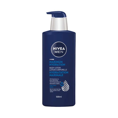 CREMA MAXIMUM HYDRATION 48H BODY FACE HANDS MEN 500ML - NIVEA - Adrissa Beauty - Cuidado de la piel