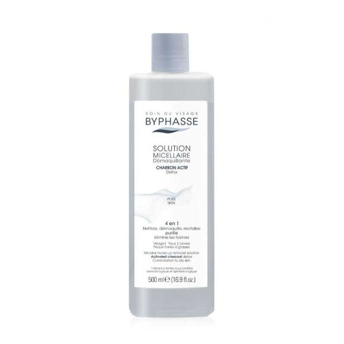 AGUA MICELAR CARBON ACTIVO 4 EN 1 500ML - BYPHASSE - Adrissa Beauty - Cuidado de la piel