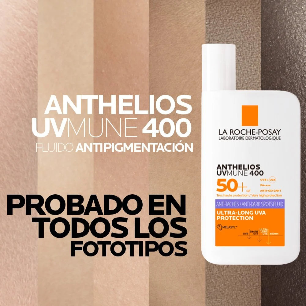 PROTECTOR SOLAR ANTHELIOS FLUIDO ANTIMANCHAS SPF50 50ML - LA ROCHE POSAY - Adrissa Beauty - Cuidado de la piel