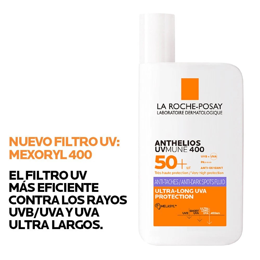 PROTECTOR SOLAR ANTHELIOS FLUIDO ANTIMANCHAS SPF50 50ML - LA ROCHE POSAY - Adrissa Beauty - Cuidado de la piel