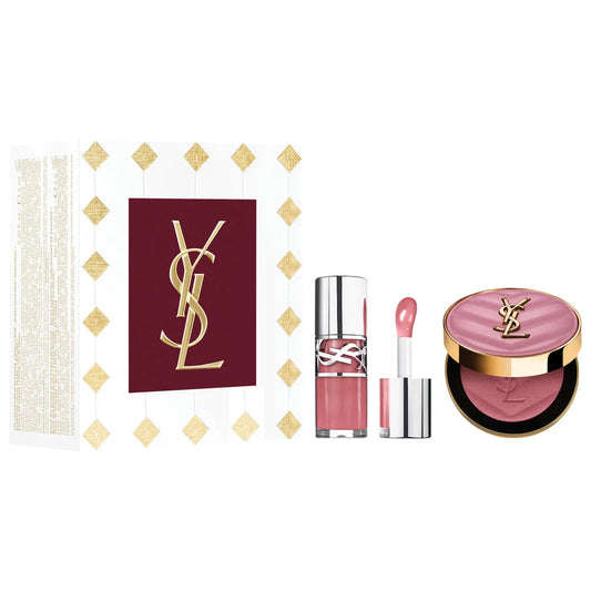 SET YSL ICONIC PINK LIP GLOSS BLUSH