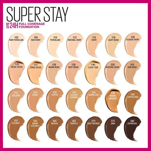 BASE SUPER STAY FULL COVERAGE 120 CLASSIC IVORY - MAYBELLINE - Adrissa Beauty - Maquillaje