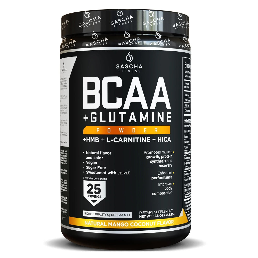 BCAA MANGO COCONUT 362.5GR - SASCHA FITNESS - Adrissa Beauty - Nutrición y actividad física