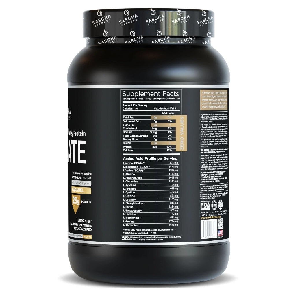 PROTEINA ISOLATE CARAMEL 957GR - SASCHA FITNESS - Adrissa Beauty - 