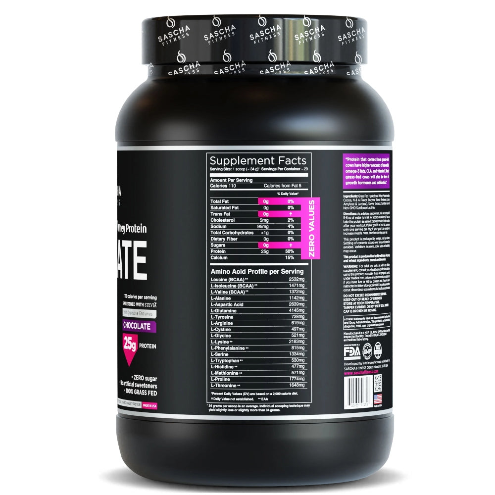 PROTEINA ISOLATE CHOCOLATE 957GR - SASCHA FITNESS - Adrissa Beauty - Nutrición y actividad física