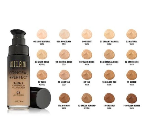 BASE CONCEAL + PERFECT 2IN1 05 WARM BEIGE - MILANI - Adrissa Beauty - 